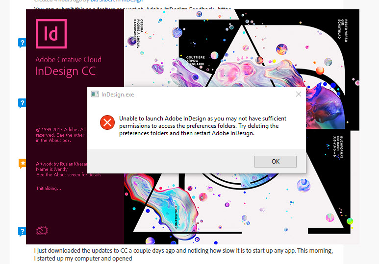 Solved Indesign 2018 crashes on launch Adobe Support Community 9465727